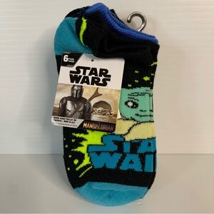 Star Wars No Show Kids Socks Mandalorian 6 Pairs Size Medium 9 - 2.5 Disney NWT